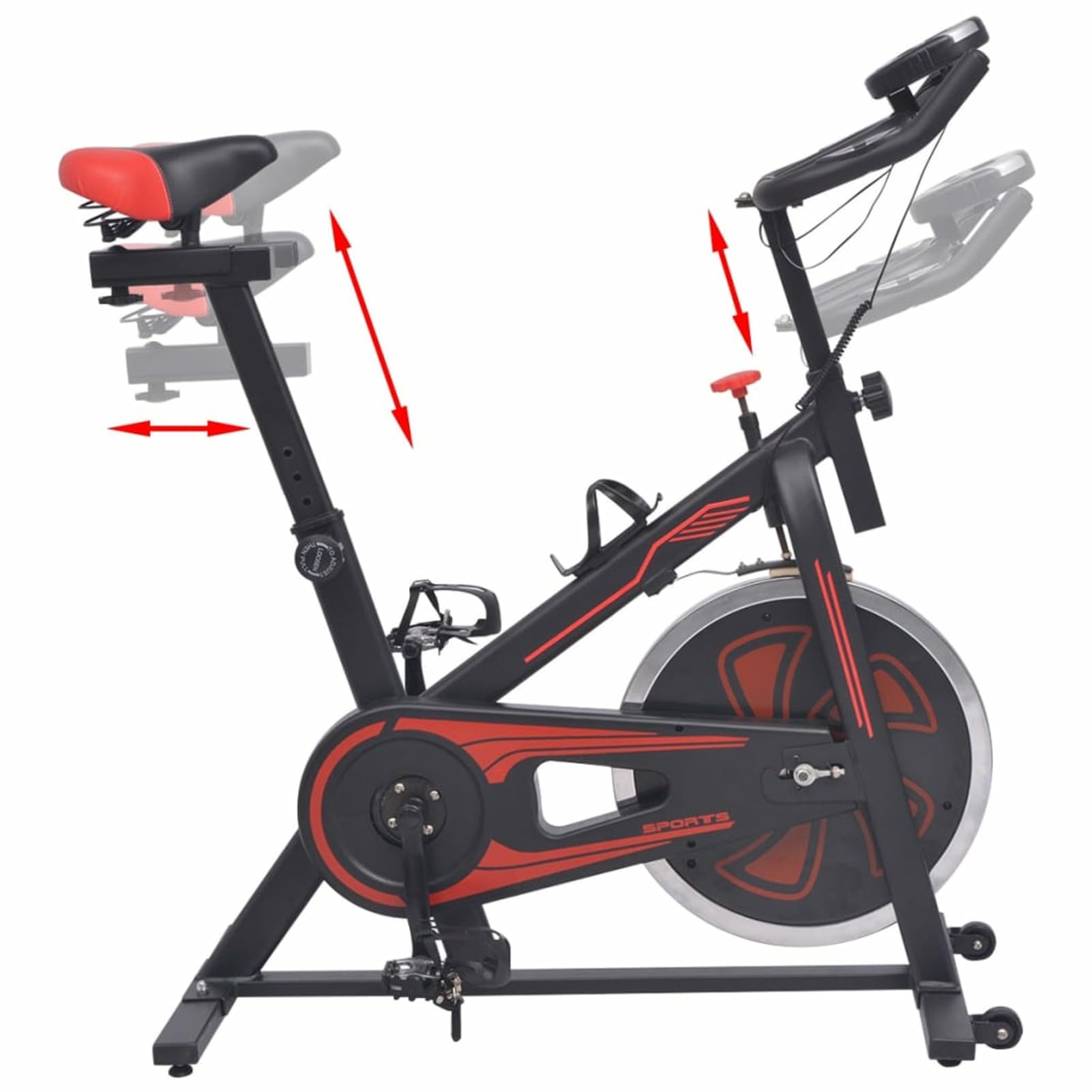 Cyclette Ellittica con Sensori a Impulso Nera e Rossa-Ellittiche,Ellittiche per la casa,Cyclette per Cross Trainer con Sedile,Allenamento Migliorato per Tutto Il Corpo