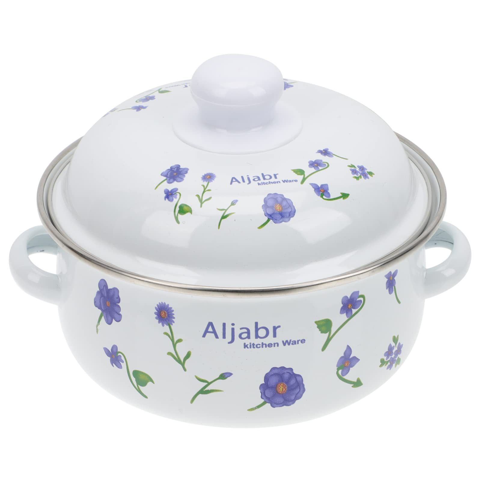 DOITOOL Enamel Stockpot Soup Pot Stew Pot Vintage Saucepan Casserole Pot Nonstick Round Cooking Pot with Lid Handle Pasta Pot for Boiling Milk Noodle Foods