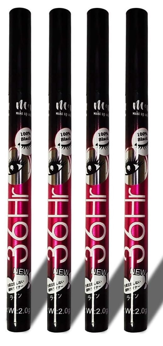 36H Long Lasting Matte Black Liquid Eyeliner | Waterproof Smudge Proof Quick Dry Eye Liner Pen | Intense Bold Black Precision Felt Tip for Fine to Dramatic Eye Makeup | Smooth Easy Application (Pack of-4)-image-17