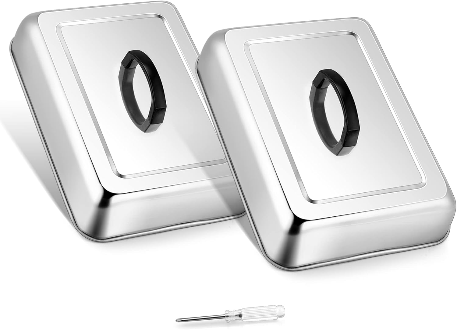 Leonyo 13″ x 9″ Rectangular Basting Cover Set of 2, Stainless Steel Heavy Duty Metal Cheese Melting Dome Lid for Outdoor & Indoor, Food Cover For Griddle, Dishwasher Safe Leonyo 13″ x 9″ Rectangular Basting Cover Set of 2, Stainless Steel Heavy Duty Metal Cheese Melting Dome Lid for Outdoor & Indoor, Food Cover For Griddle, Dishwasher Safe