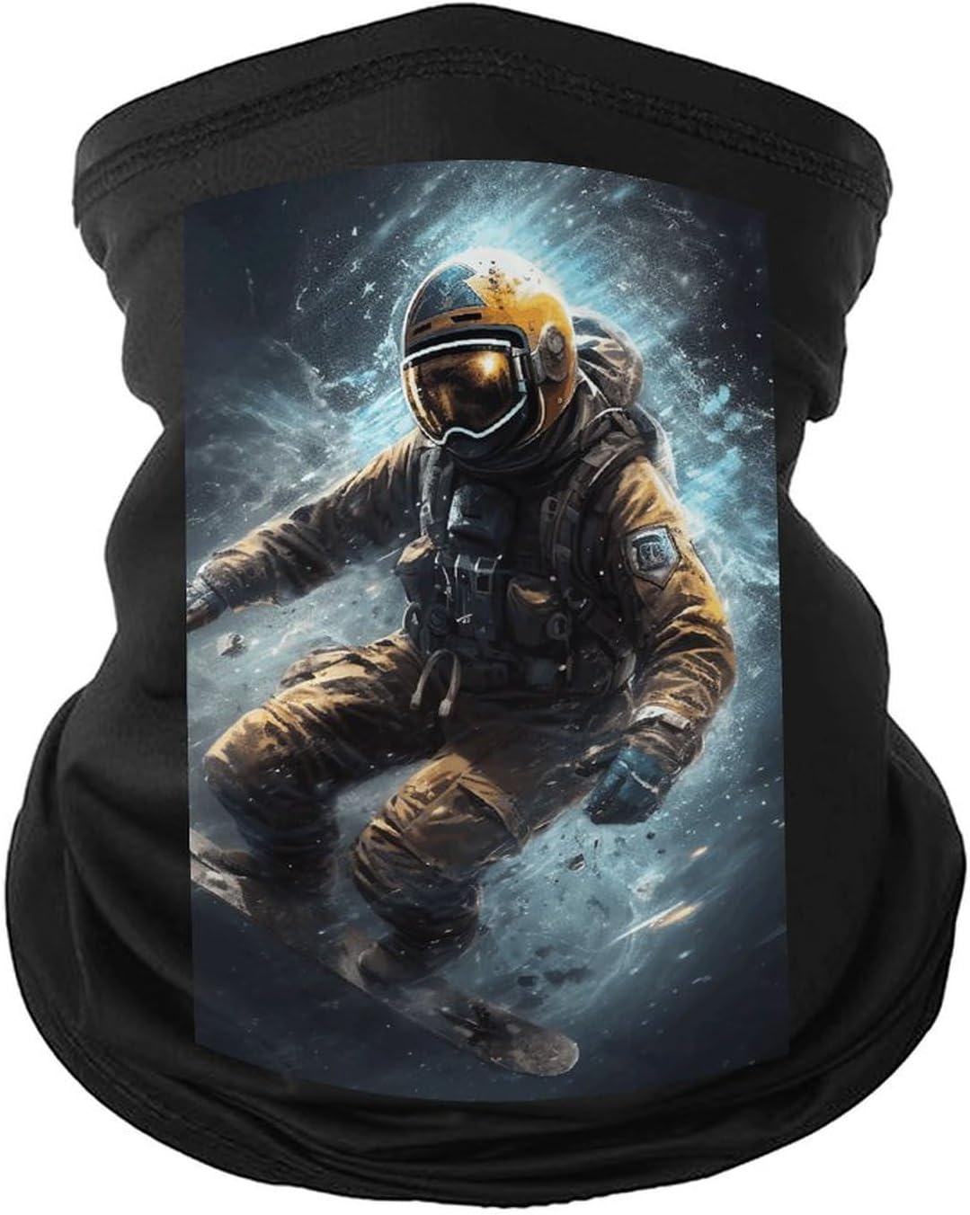 Space Star on Skis Neck Gaiter Face Mask UV Protection for Men Women, Breathable Quick Dry Face Cover Bandana Outdoor Sports Balaclava Wind-Proof for Hiking Skiing Motorcycle Cycling