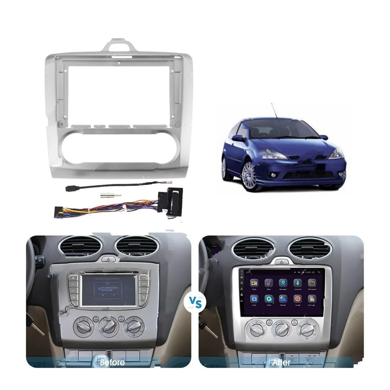 Kit Mascherina Radio Per Ford Per Focus Mk2 MK3 Per S-MAX 2004-2011 2012 2013 2014 Auto Telaio Fascia Adattatore Android Radio Dash Kit Pannello Montaggio Pannello