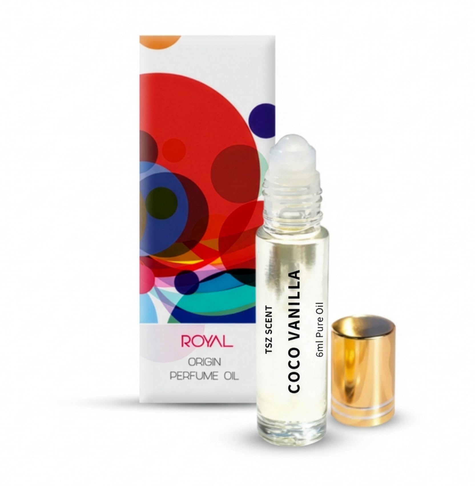 Vanilla Coco Perfume Oil Roll On 6ml Long Lasting Concentrated Attar for Women and Men Alcohol Free Floral Amber notes by TSZ Scent