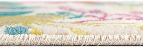 Miniatura 4 de Unique Loom Azalea Collection - Alfombra de área Indica (2 pies x 6 pies 1 pulgada, marfilgris)