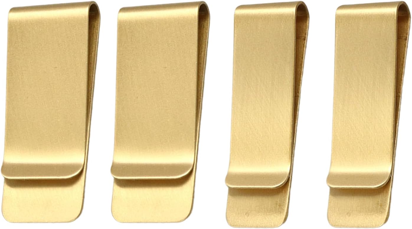 Gold Brass Money Clips for Men and Women Creative Metal Credit Card Clips Small Slim Thin Portable Men's Money Clips for Cash 4 Pack, Gold, Minimalist