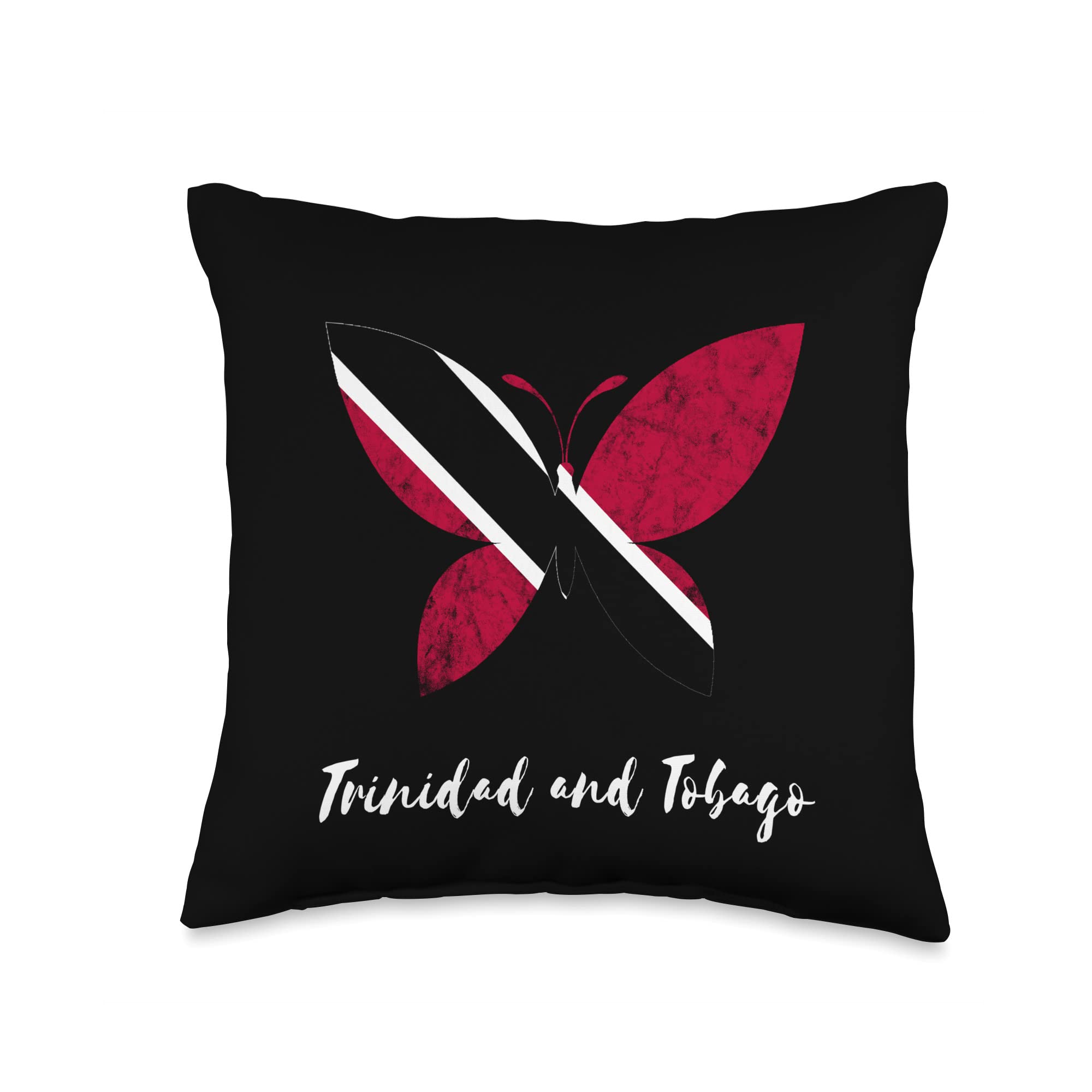 Trinidad and Tobago Vintage Butterfly Trinidadian Roots Throw Pillow, 16x16, Multicolor