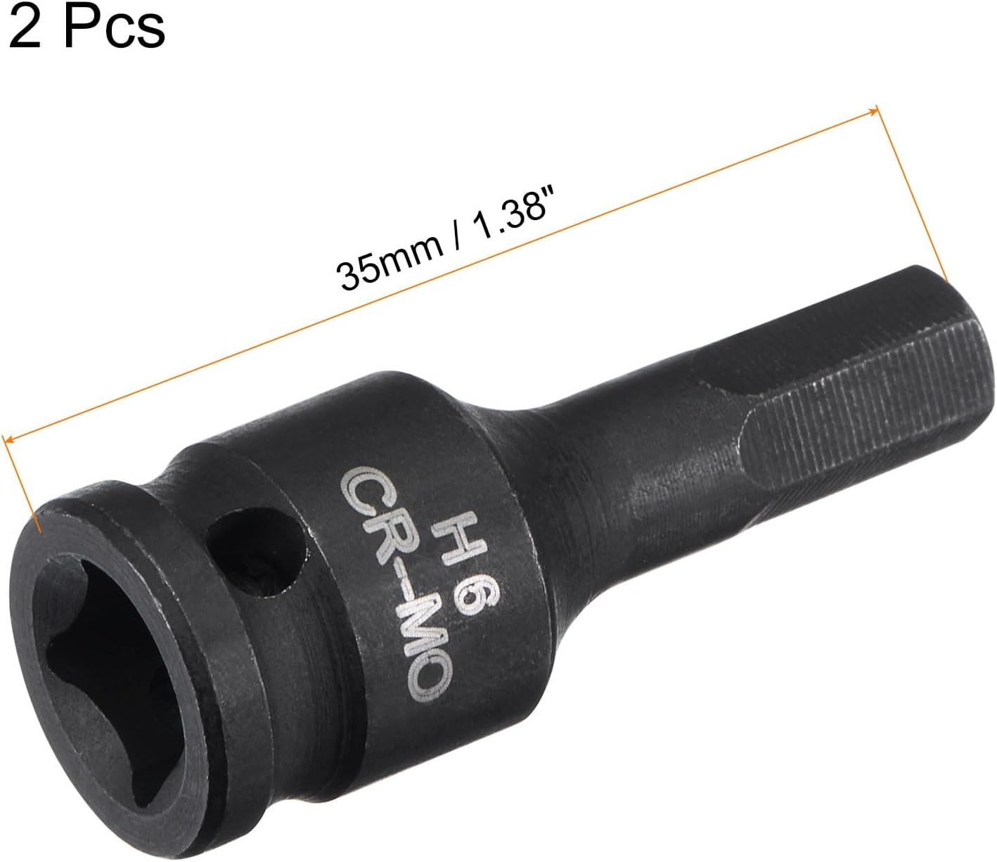 #US 6mm Impact Hex Bit Socket 1/4" Drive 35mm Length CR-MO 2Pcs