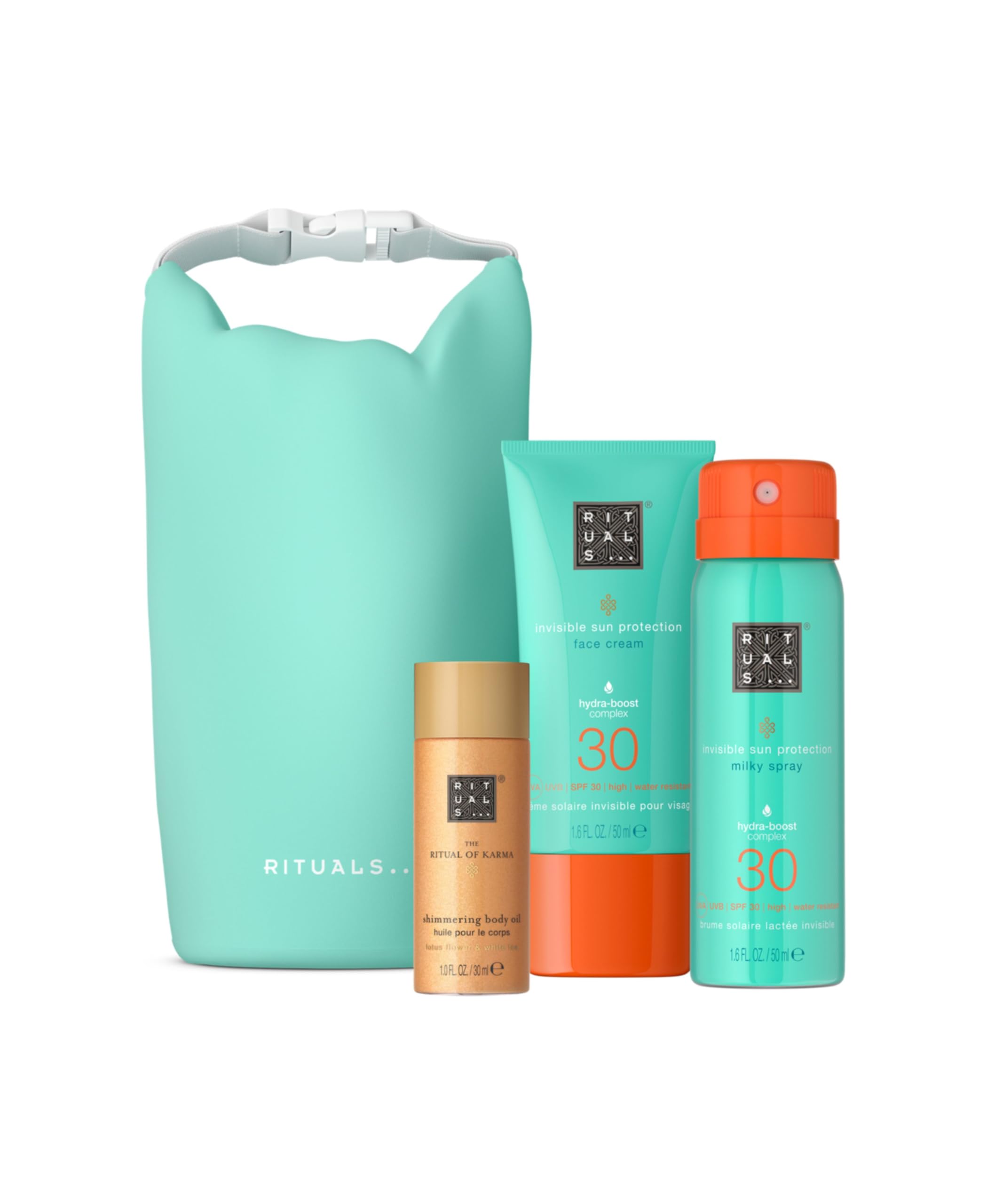 RITUALS The Ritual of Karma Sun Care Trio, SPF 30, Set de Regalo | Set regalo de lujo, esenciales baño y cuerpo, listo para regalar