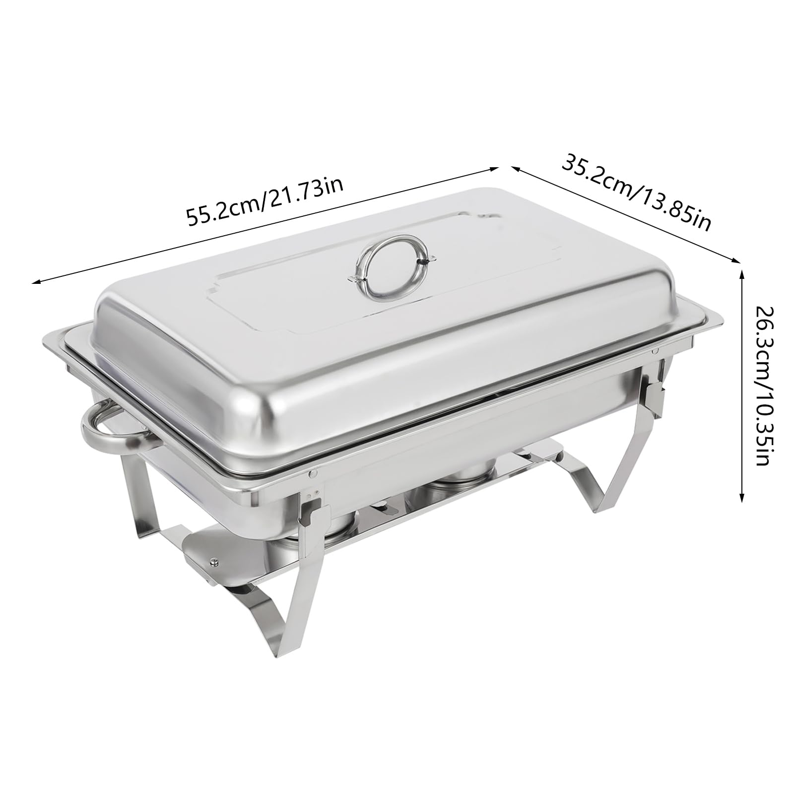 Scaldalibi da 4,5 l, contenitore termico in acciaio inox, telaio pieghevole in acciaio inox, set da buffet argento, per catering buffet e feste