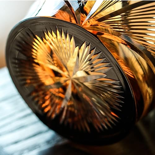 Miniatura 6 de JINZHI Vasos de cristal de estilo japonés de 8 onzas con diseño de rocas negras y ámbar grabadas para whisky y vodka con caja de regalo