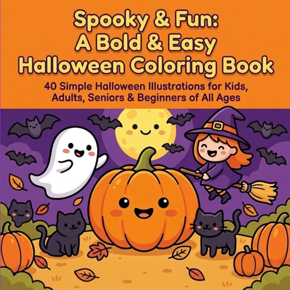 Spooky & Fun: A Bold & Easy Halloween Coloring Book: Halloween Illustrations for Kids, Adults, Seniors & Beginners of All Ages (USA Hollydays)