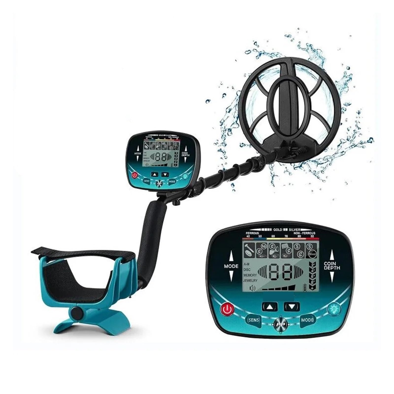 JKJZSALJ Metal Detector, Adjustable Metal Detector Underground Gold Finder LCD Handheld Gold Digger Lightweight