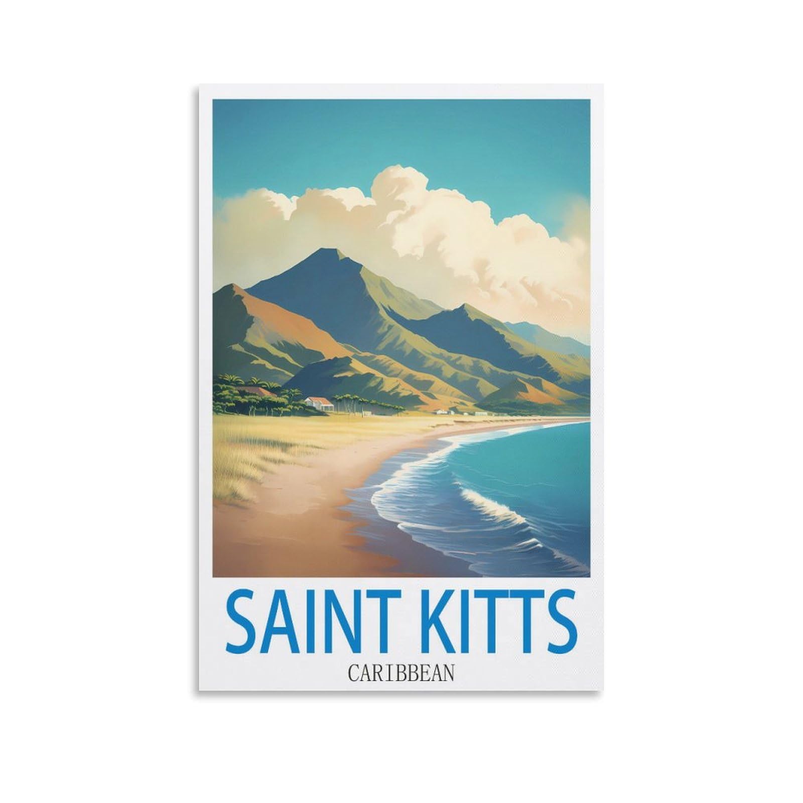 EZMLFA 5D Diamond Art Kits for Beginner,Saint Kitts Caribbean,Diamond Art House DIY Diamond Art Kits for Home Wall Decor 30x40cm