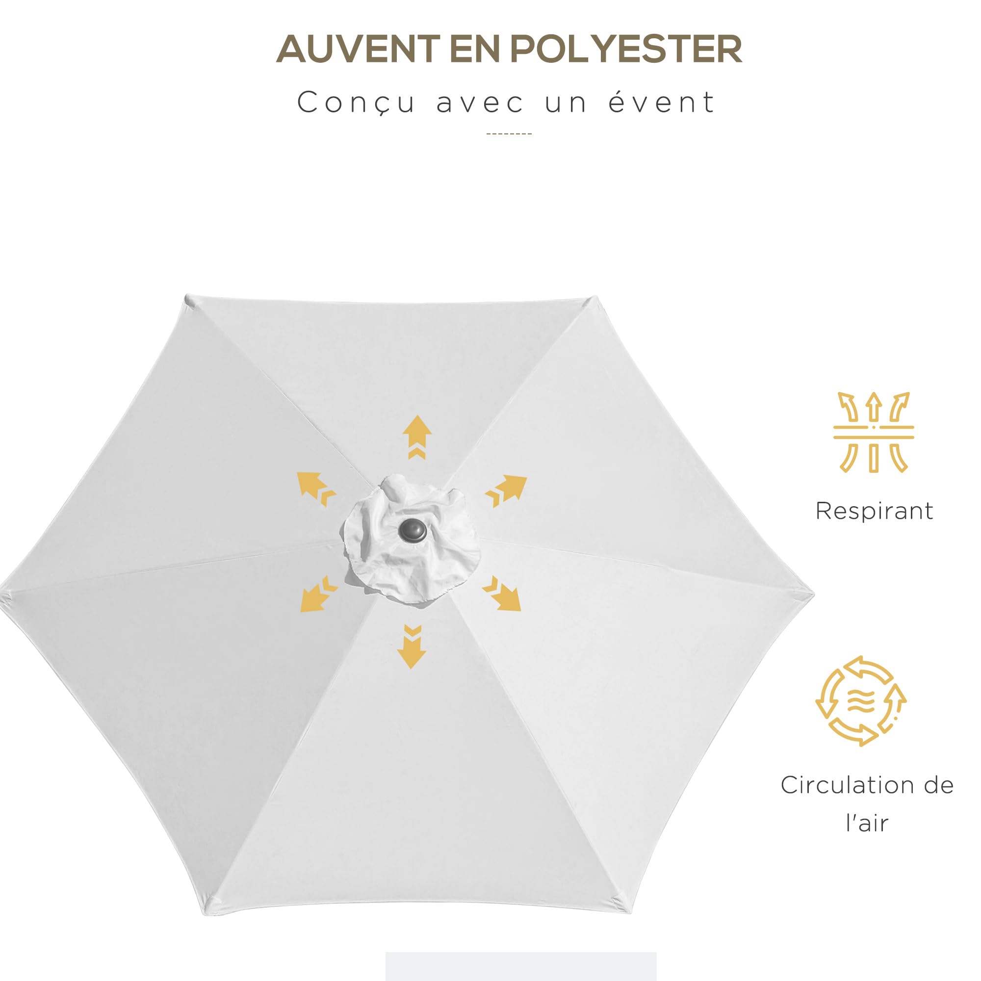 Outsunny Parasol droit parasol inclinable de jardin balcon terrasse manivelle toile polyester imperméabilisée haute densité 180 g/m² Ø2,6 x 2,35H m aluminium