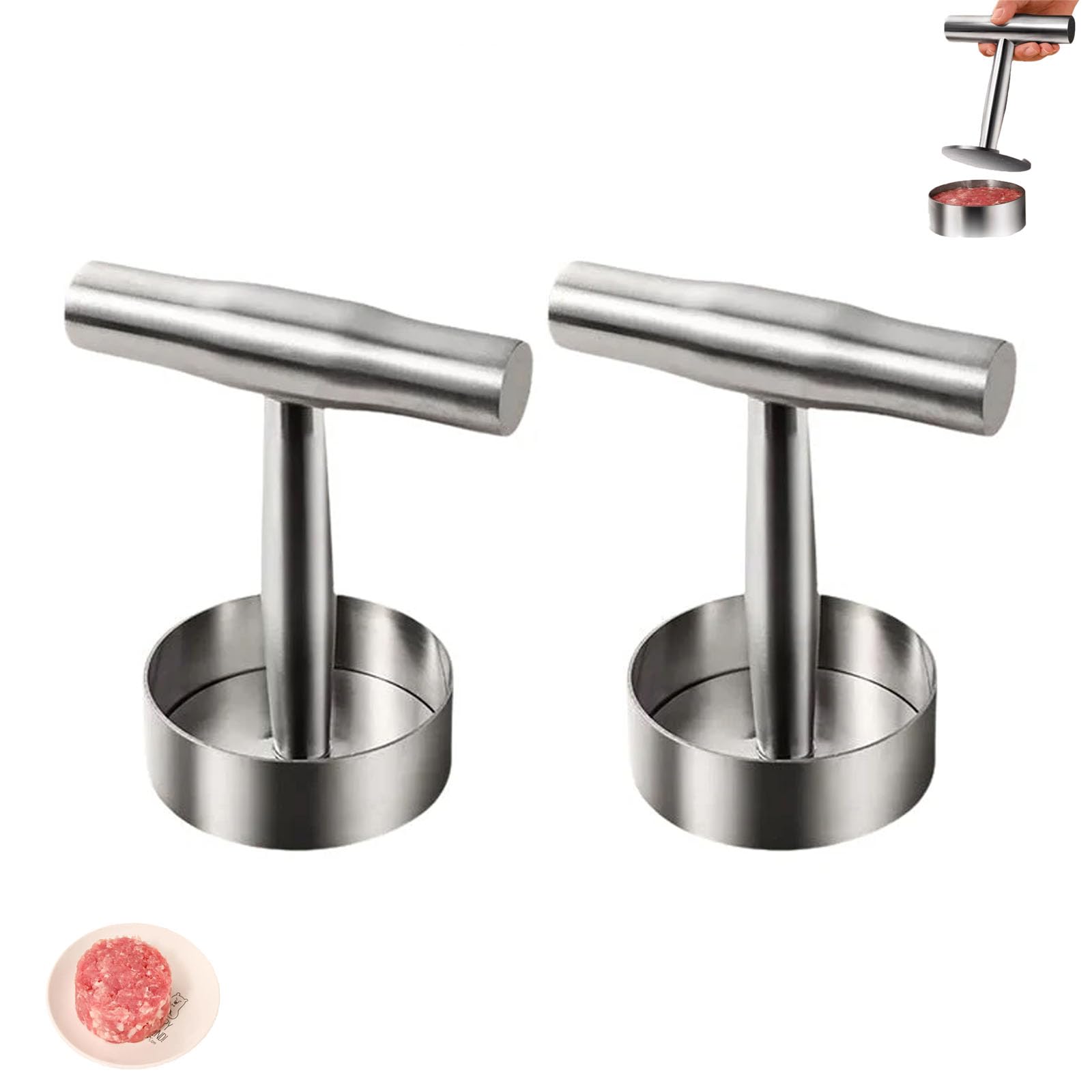 Steak Press Round Patty Mold, Stainless Steel Burger Press Patty Maker，2