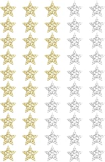 50pcs Silver Plastic Five Point Star Hanging Decoration Xmas | Garden and Christmas Use, Delicate Unique Design, Festive Atmosphere, Party Supplies and Balcony Ornament