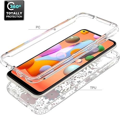 Miniatura 3 de Funda para Galaxy A11, Samsung A11 para niñas, cuerpo completo, a prueba de golpes, transparente, floral, suave, flexible, TPU, funda protectora