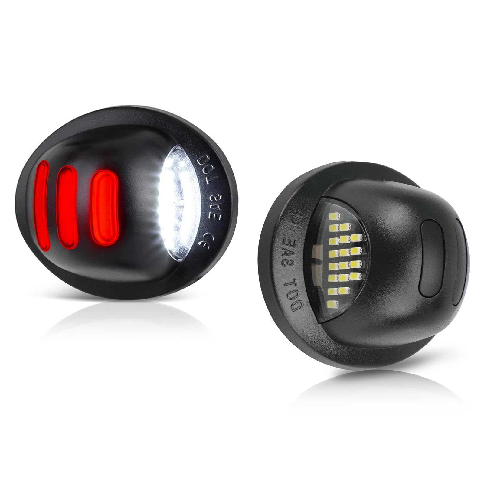 BestviewLED License Plate Lights Tag Lamp Assembly Red OLED Neon Tube for Ford F150 F250 F350 F450 F550 Superduty Ranger Explorer Bronco Excursion Expedition,Black housing 6000K White- 2 PCS