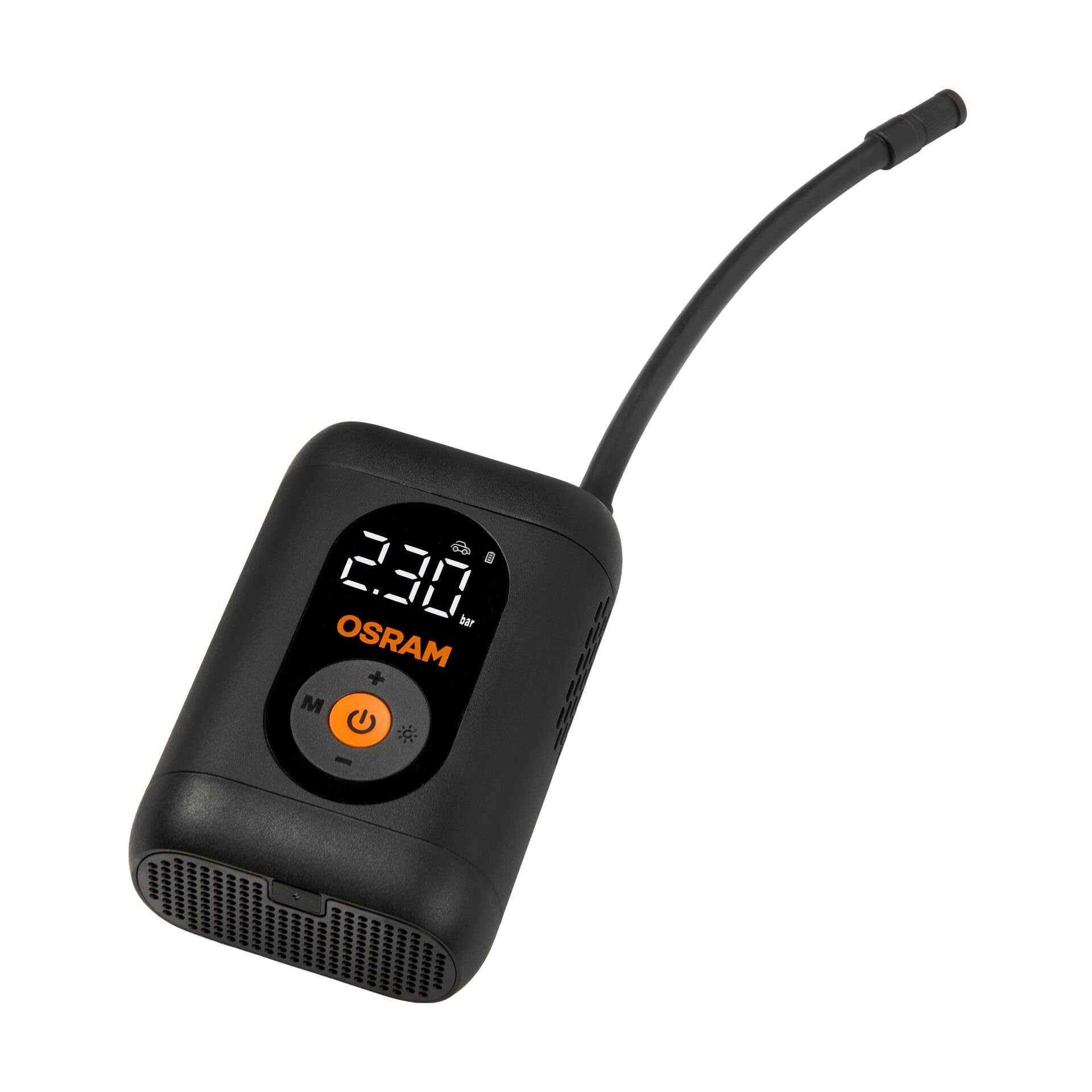 OSRAM TYREinflate 1600 ESSENTIAL, Gonfiatore digitale per pneumatici ricaricabile senza fili, gonfia gli pneumatici in 6 minuti, tubo flessibile da 20 cm