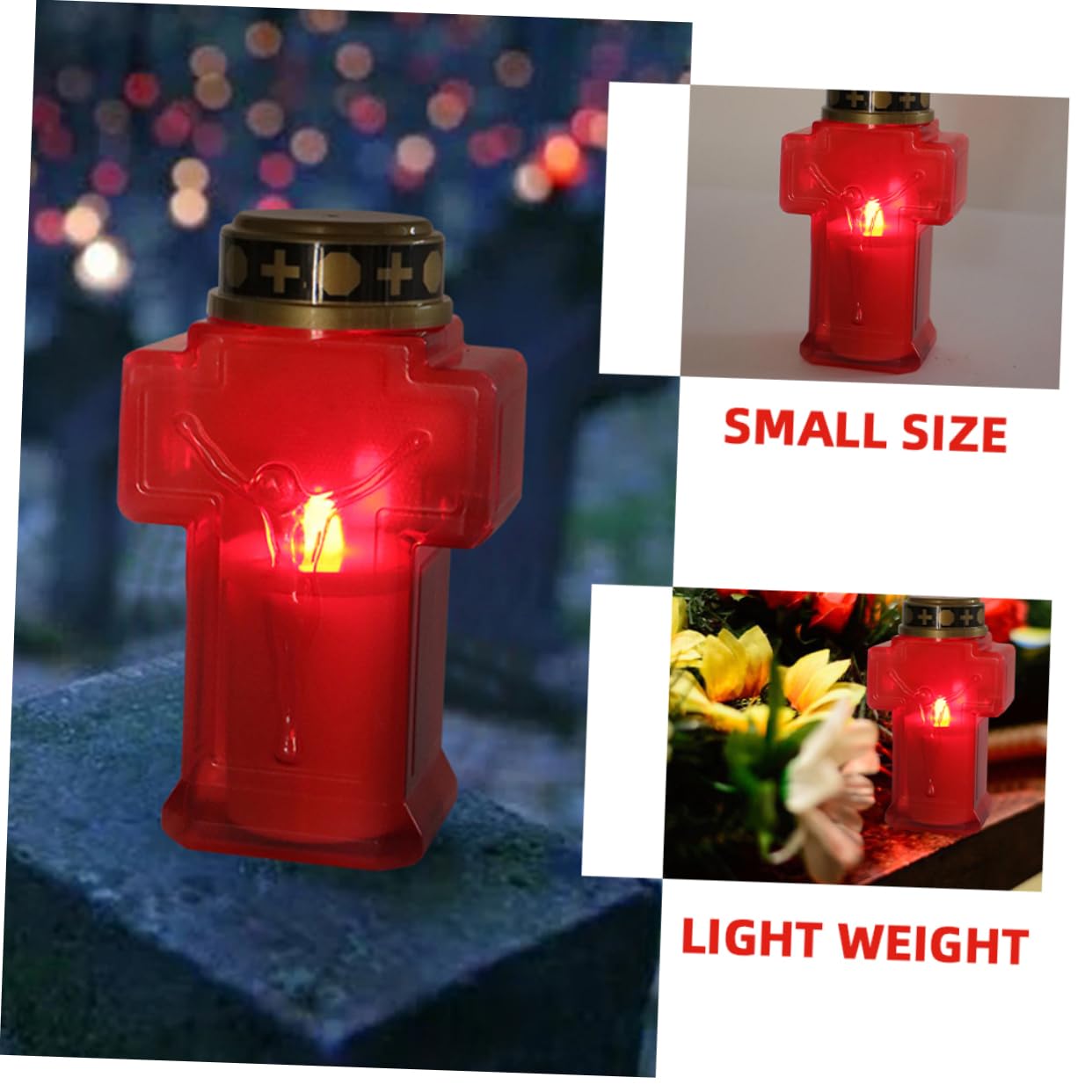 NUOBESTY 6 Stück Teiliges Flammenlose Elektrische Kreuz Kerzenlampen Wetterfeste Garten Dekoration Batteriebetriebene LED Grablicht für Friedvolle Außenbereiche
