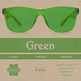 PURPLE CANYON Green Color Therapy Mood & Migraine Glasses Light Therapy Chakra Healing Glasses Chromotherapy Green Colored Lenses