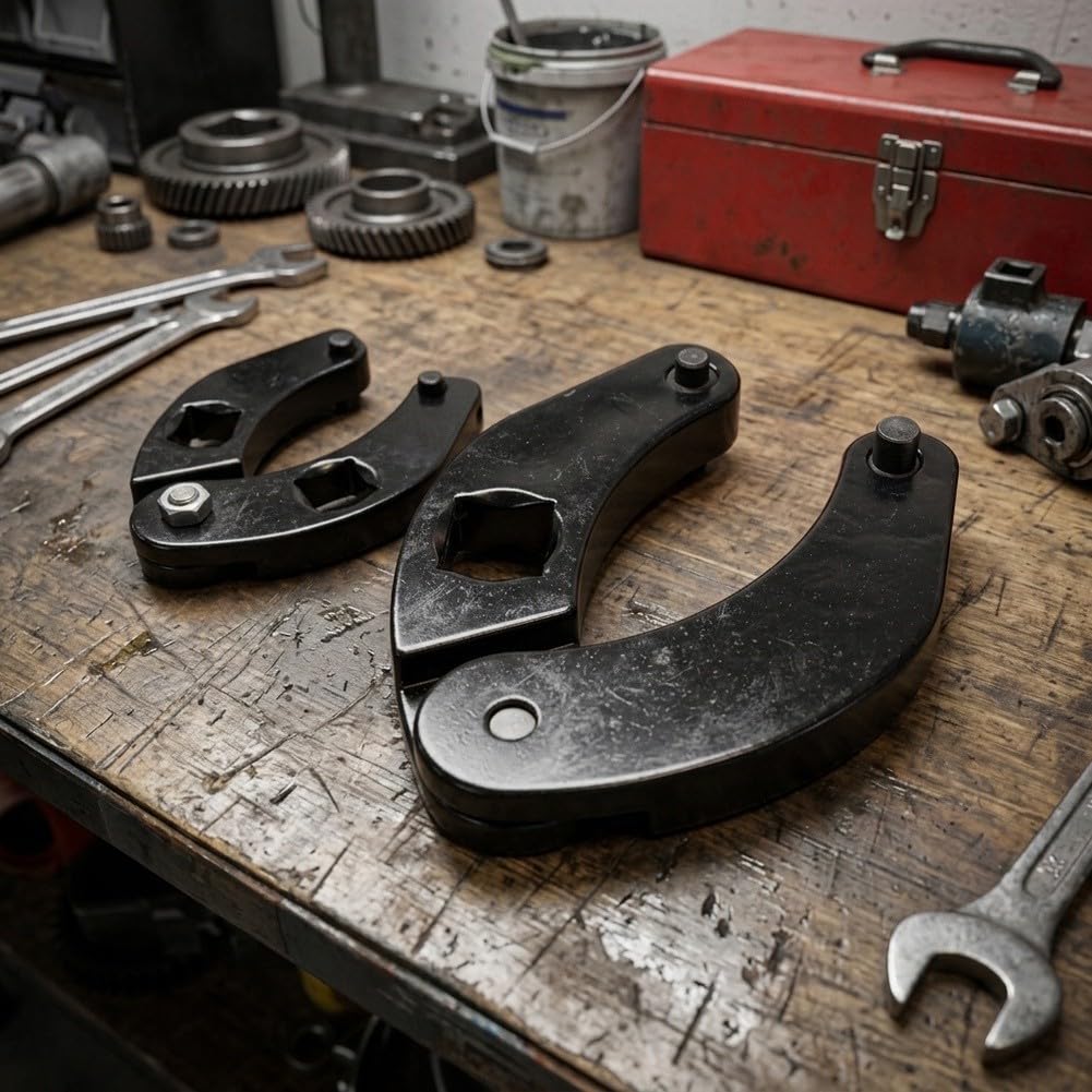 Verstellbares Hydraulik-Stopfbuchsenmuttern-Schlüsselset für Landmaschinen und Baugeräte, 2 Zoll bis 6 Zoll Abdeckung mit Vierkant-Antrieb und Arretierstiften zur sicheren Demontage