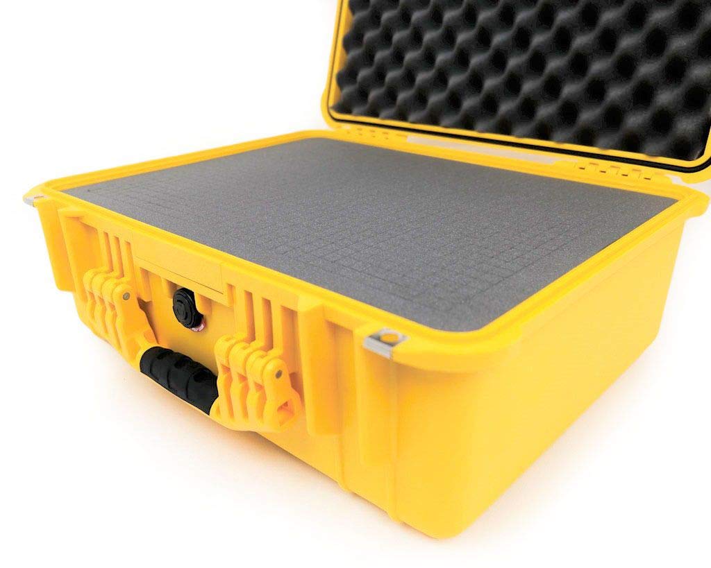 PELI 1550 Maletín rígido estanco para Drones y Equipos fotográficos, IP67 estanco e Impermeable al Polvo, 33L de Capacidad, Fabricado en Alemania, con Espuma Personalizable, Color Amarillo