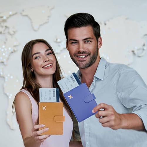 Miniatura 6 de Deziliao Combo de portatarjetas de pasaporte y vacunación, soporte para pasaporte de piel sintética con ranura para tarjeta de vacunación, cartera