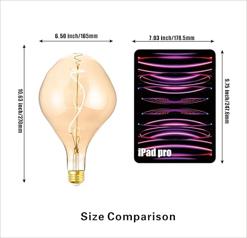 Miniatura 5 de SD LUX Bombilla LED gigante vintage de gran tamaño, bombilla Edison enorme, regulable, 8 W 450 lm (equivalente a 50 W), blanco cálido 2200 K, base