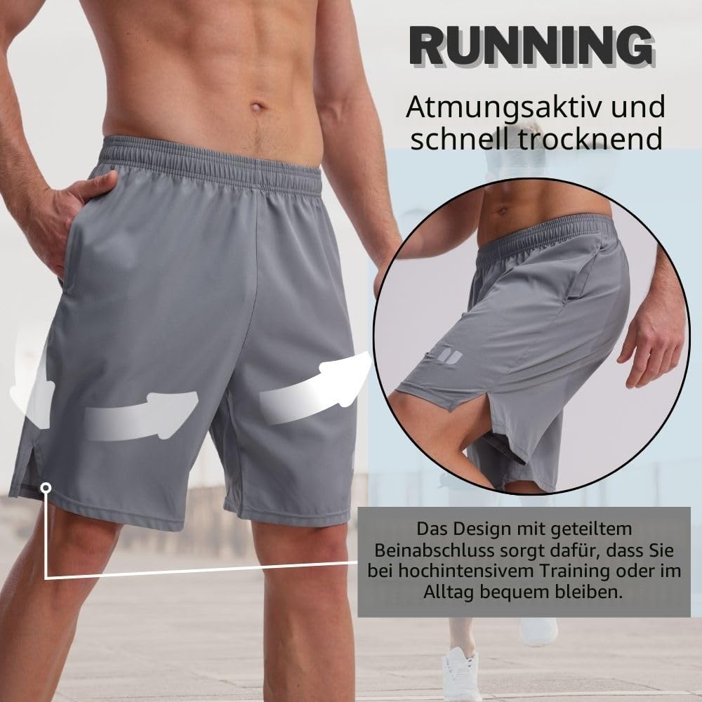 5er-Pack Herren-Lauf-Shorts, schnelltrocknend, für Jogger, athletische Herren-Shorts mit Taschen und elastischem Bund