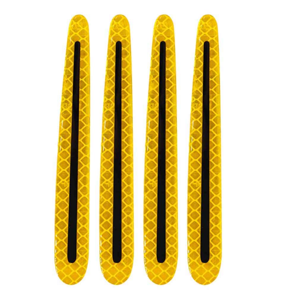 ZYTC 4pcs 3D Super Reflective Stickers Carbon Fiber Strips Car Side Door Edge Bumper Anti-Scratch Protection Guards Trim Stickers Universal (Door Handle Sticker Yellow)