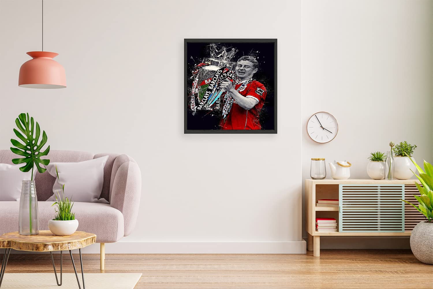 Xtreme Skins Designs Print Black Wood Floater Framed Canvas Wall Art Decoration Poster (14x14 Inch) - Ole Gunnar Solskjaer