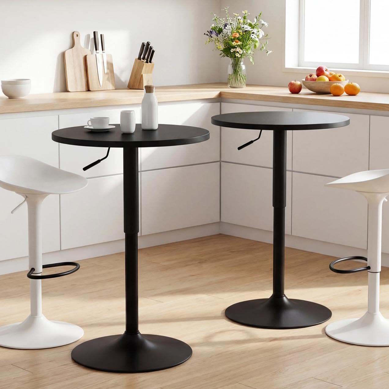 lot de 2 tables de bar rondes