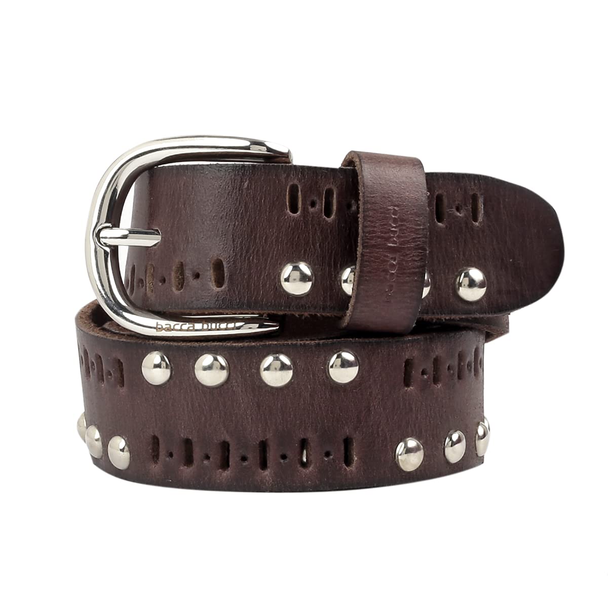 Bacca BucciMen's Stylish Studded Casual Leather Belts For Jeans with Punk Rock Rivets Belt & Nickle free Buckle For Men