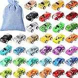 36 Stück Auto Zurückziehen für Kinder Kleinkind Mini Rennauto Mini Drücken Ziehen Spielzeug mit 1 Aufbewahrungstasche Babyfahrzeug Spielauto Set für Jungen und Mädchen Rennen Ostereier