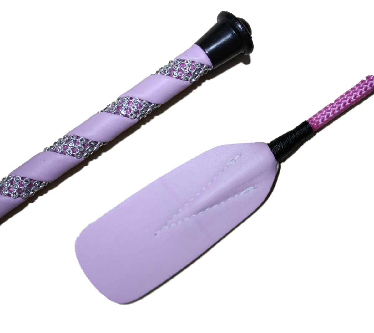 Jump Bat 18 Inch Riding Crop Horse and Rhinestone Decorated Handle Color Choice: Black, Blue, Green, Fuchsia, Pink, Purple, Red, or Yellow