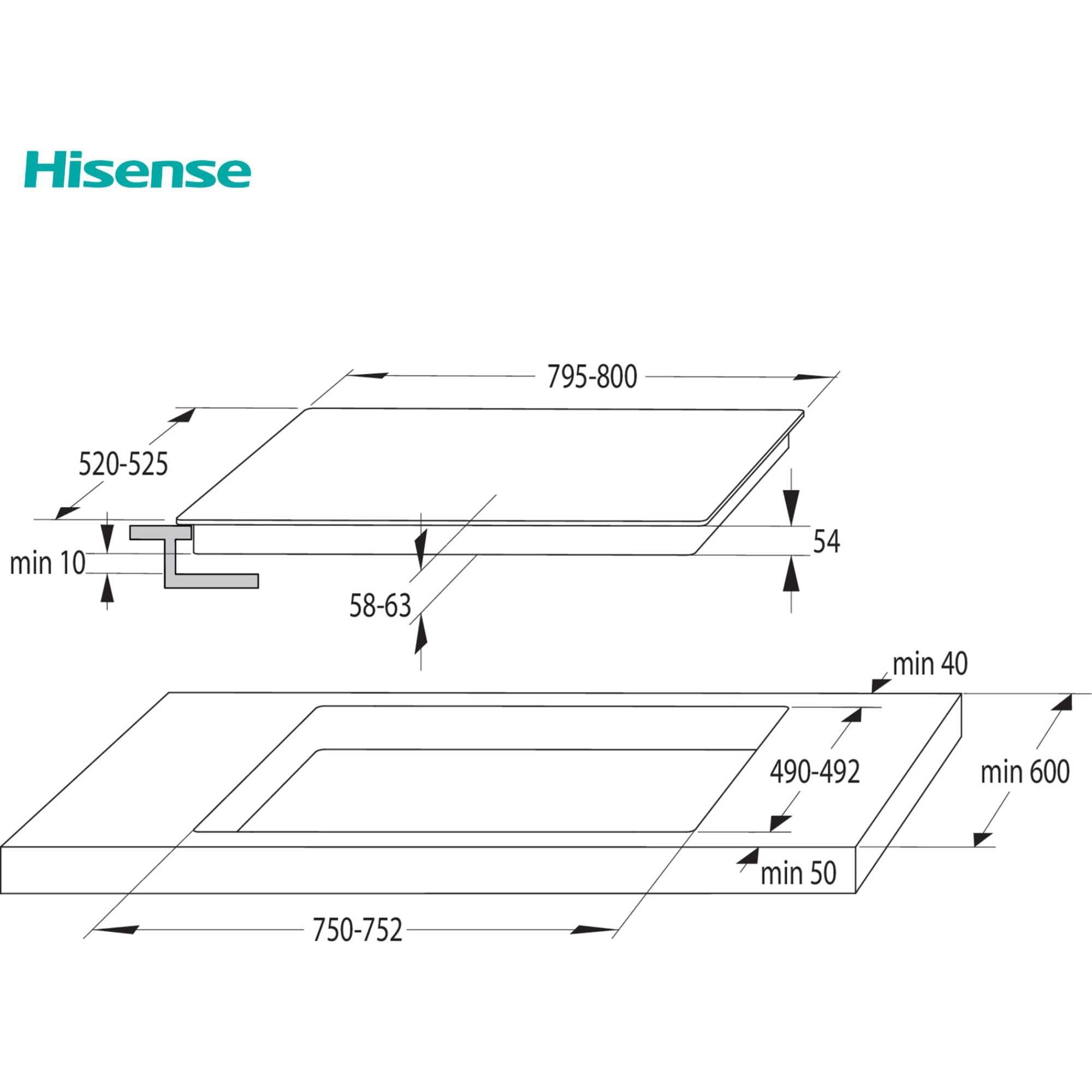 Hisense HI8421BSC - Placa de inducción (80 cm), color negro