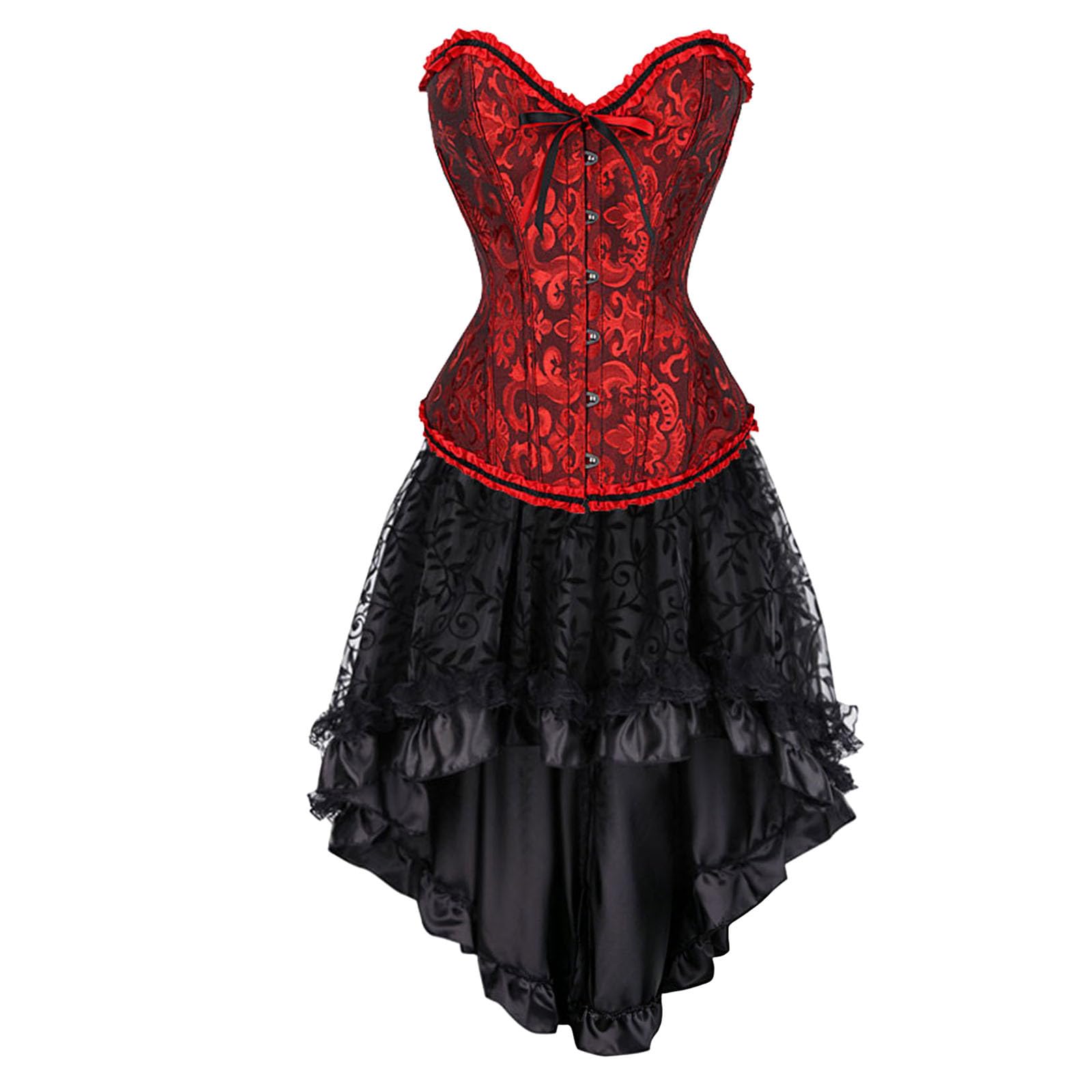 Corsetto elegante set corsetto corsetto da donna gonna floreale gotico burlesque abito gotico corsetto con gonna in tulle, corsetto rinascimentale, gonna da donna con reggicalze