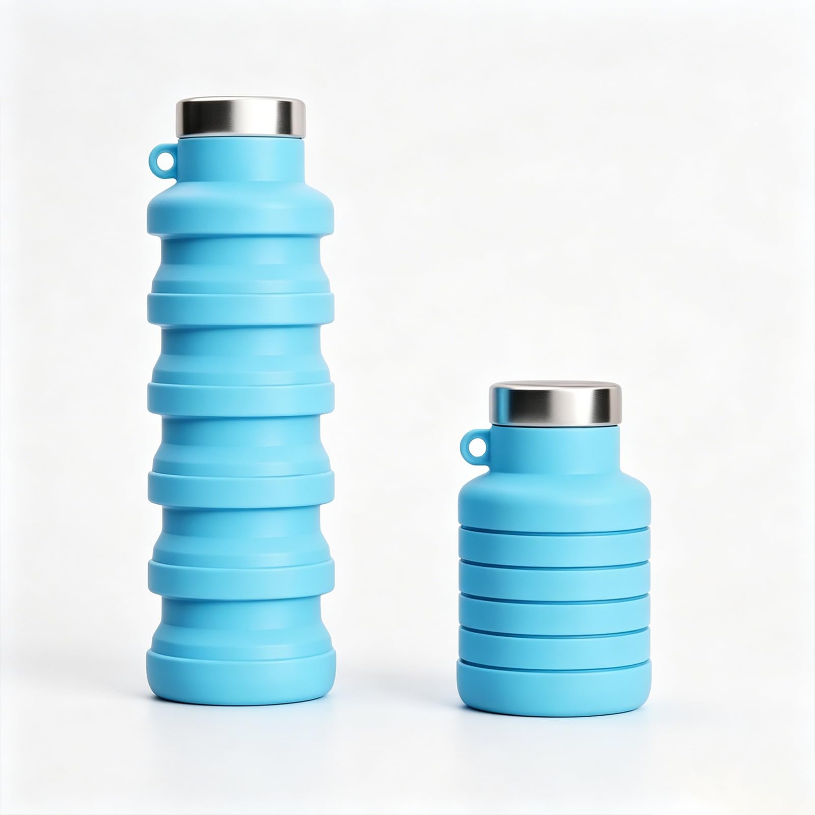 Moxychrony Collapsible Water Bottle 500ml, Reusable Silicone Water Bottle for Active Travelers, Foldable Bottle for School Hydration and Outdoor Adventures, Compact Design with Blue Color
