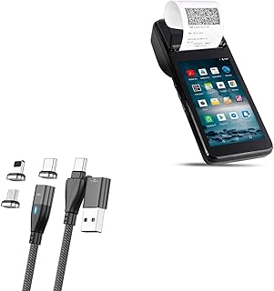 BoxWave Cable Compatible with Multzo POS PDA Receipt Printer (001) (5 in) - MagnetoSnap PD AllCharge Cable (100W), Magnet PD 100W Charging Cable USB Type-C Micro USB - Jet Black