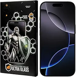 Gshield Película de Vidro Temperado Ionizado Anti-Reflexo Anti Impacto 100% de sensibilidade Tela Toda, Ultra Glass para (iPhone 16 Pro)