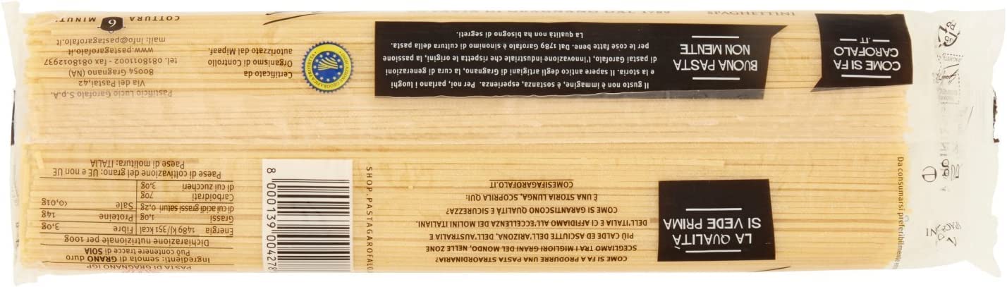 10x Spaghettini N. 4 Neapolitanische Hartweizengrieß Packung mit 500g Pasta IGP + Italian Gourmet polpa 400g