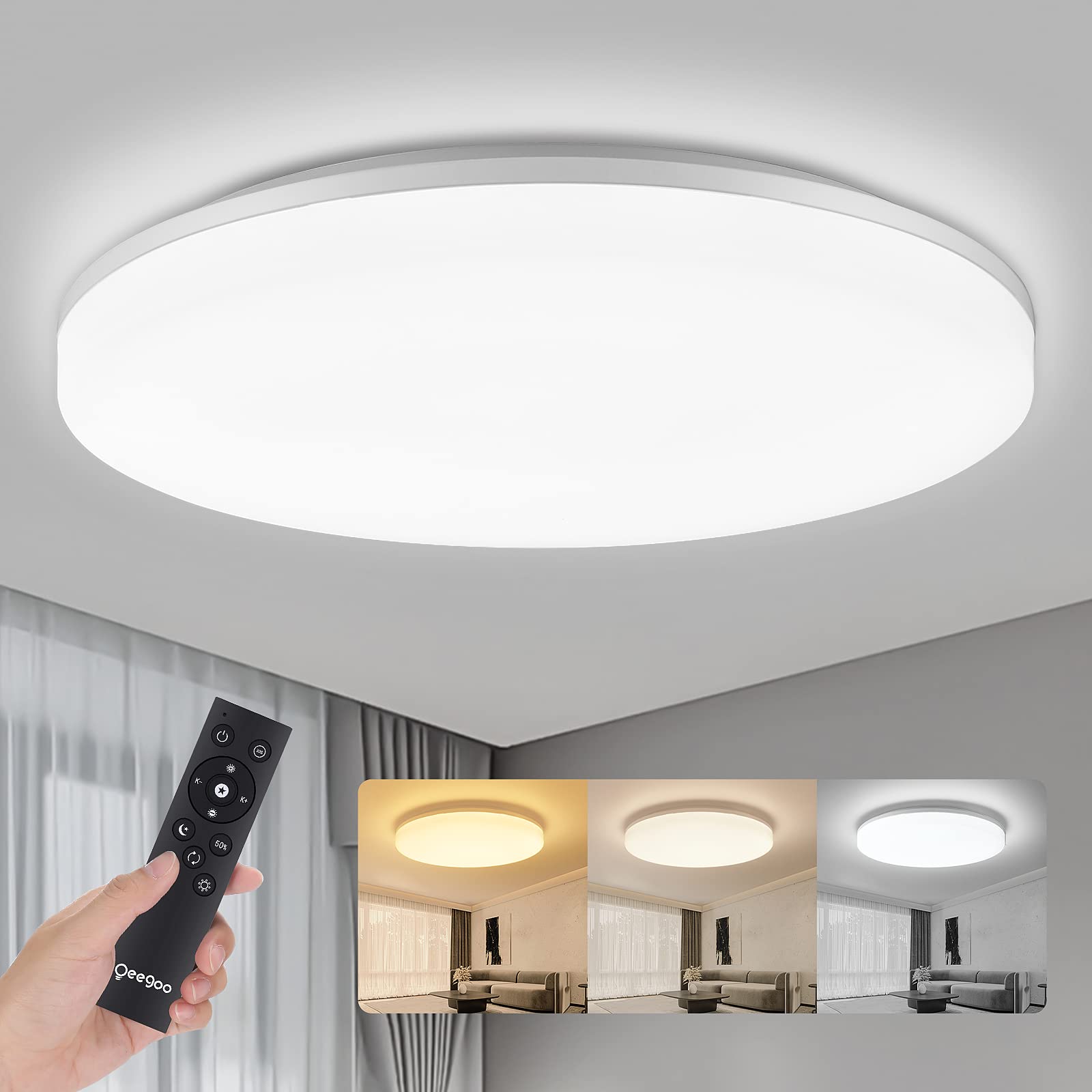 Buy Oeegoo 48W Dimmable LED Flush Ceiling Light, 15inch 4800LM Round