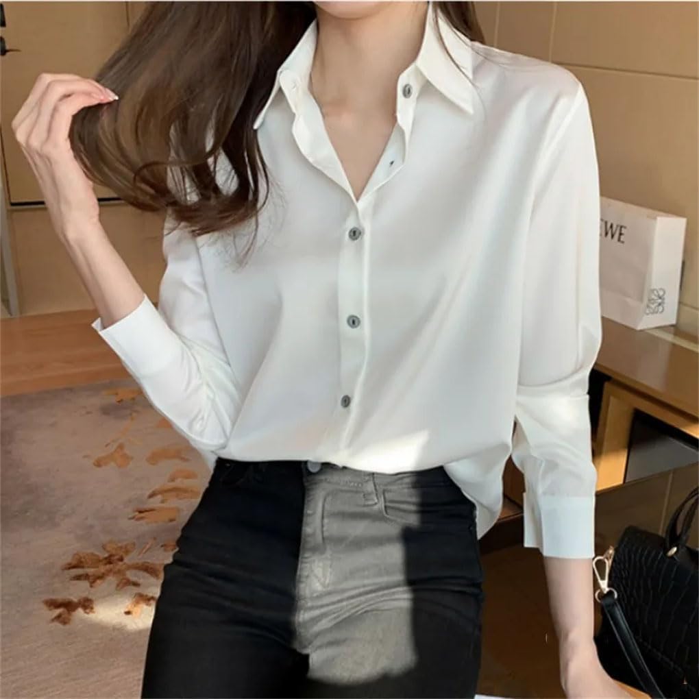 Women Shirt Long Sleeve Single Breasted Blouse Casual Shirts Womens Office Shirts Tops