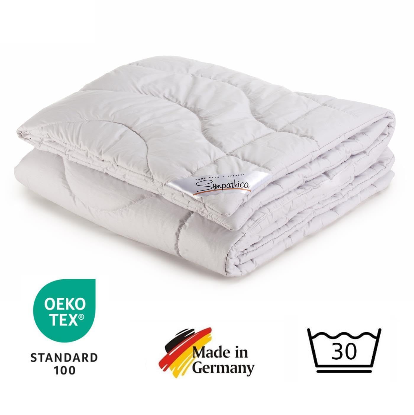 Sympathica Kamelhaar Bettdecke | 100% Kamelhaar | Kamelhaardecke Duo warm | Ganzjahresdecke | Winterdecke | 135x200 cm | 30° Wäsche | Oeko-TEX-Zertifiziert | Made in Germany