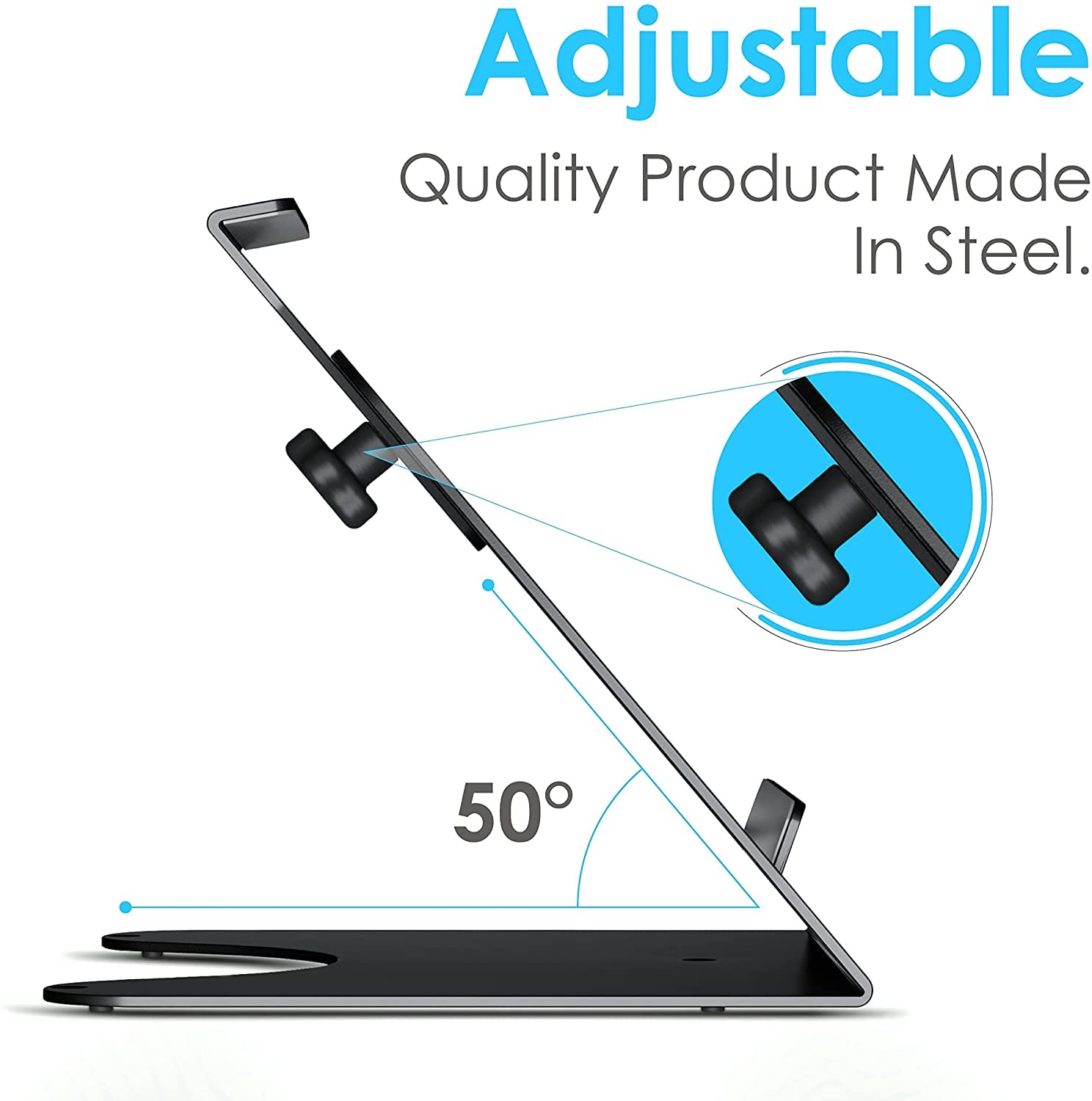 Supporto Tablet Universale Regolabile da 8 a 13'' per iPad Pro 2024, Air, Mini, Samsung Galaxy Tab 10 e Altri - Punto Cassa Stand Dock (Nero)