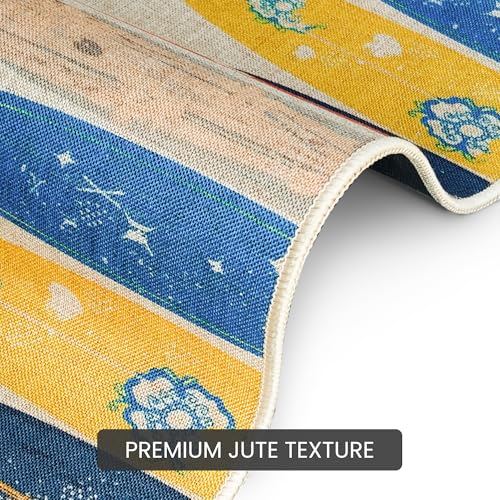 Image of Yellow Weaves 1 Pc Jute Texture Non-Slip Bathmat, Water Absorbent Floor mat, Rugs, Door Mats for Bathroom, Living Room, Bedroom, Entrance, Outdoor, Kitchen, Office (Beige)