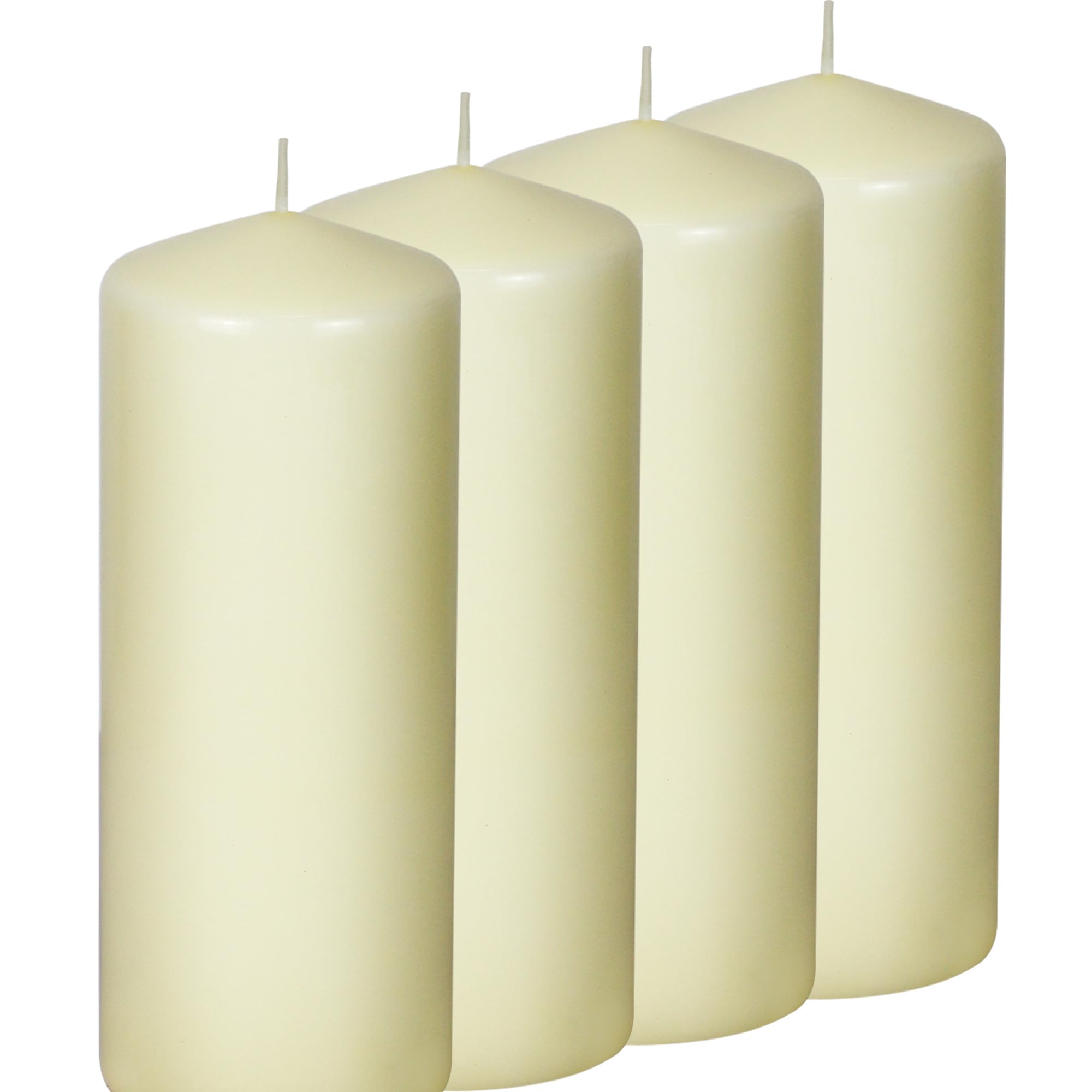 simpa Unscented Ivory Pillar Candles Smokeless Burn 100 Hour Burn Time 80mm x 200mm - Set of 4