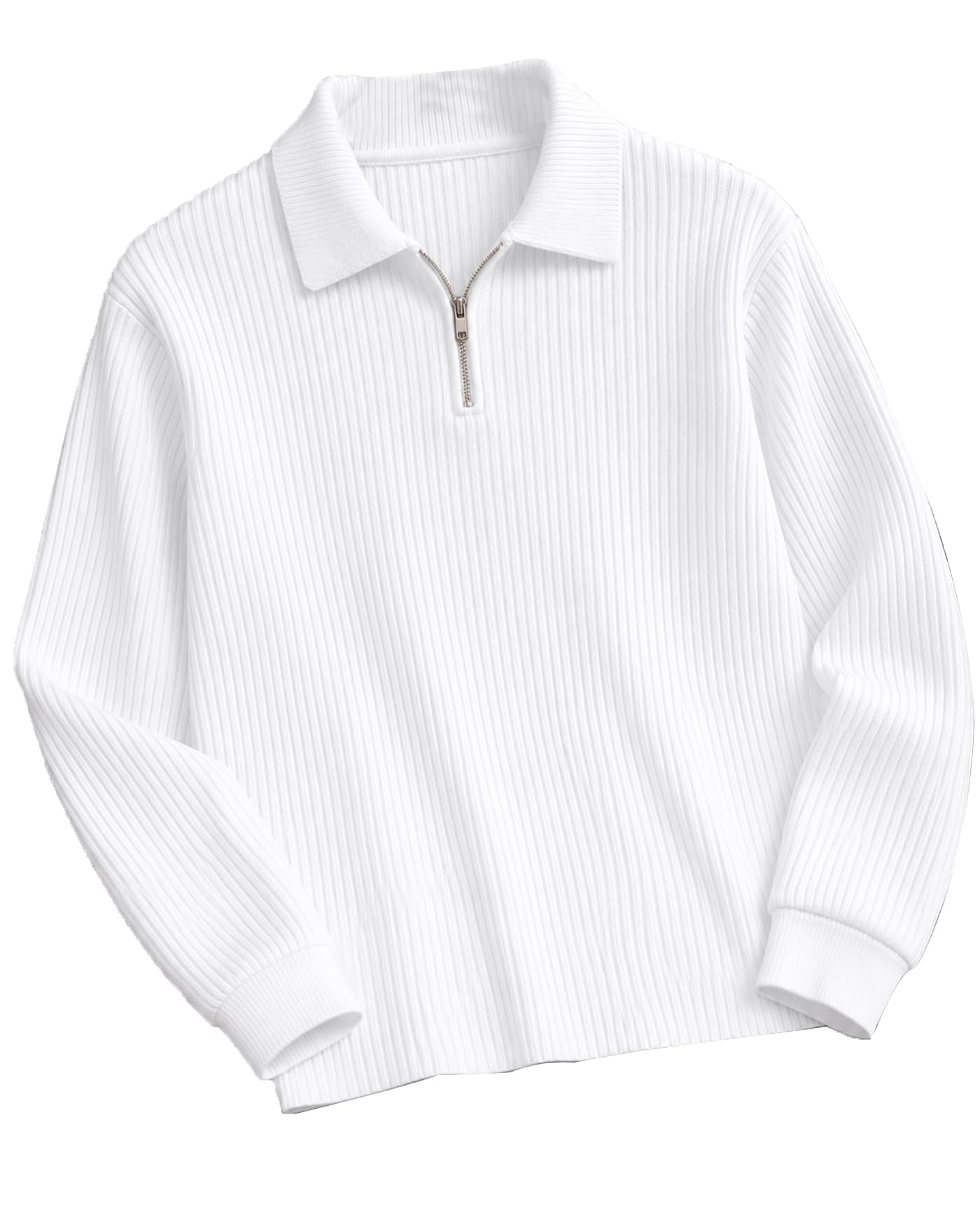 ausk Men's Cotton Blend Rib Knit Textured Full Sleeve Polo T-Shirt | Regular Fit Zip Polo Neck Smart Casual T Shirt for Men | Stylish Fashion & Casual Wear Tshirt for Men-picture-54