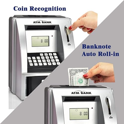 Miniatura 2 de Alcancía electrónica para niños, reconocimiento de monedas, actualizaciones automáticas de saldo, caja fuerte para ahorrar dinero y protección con